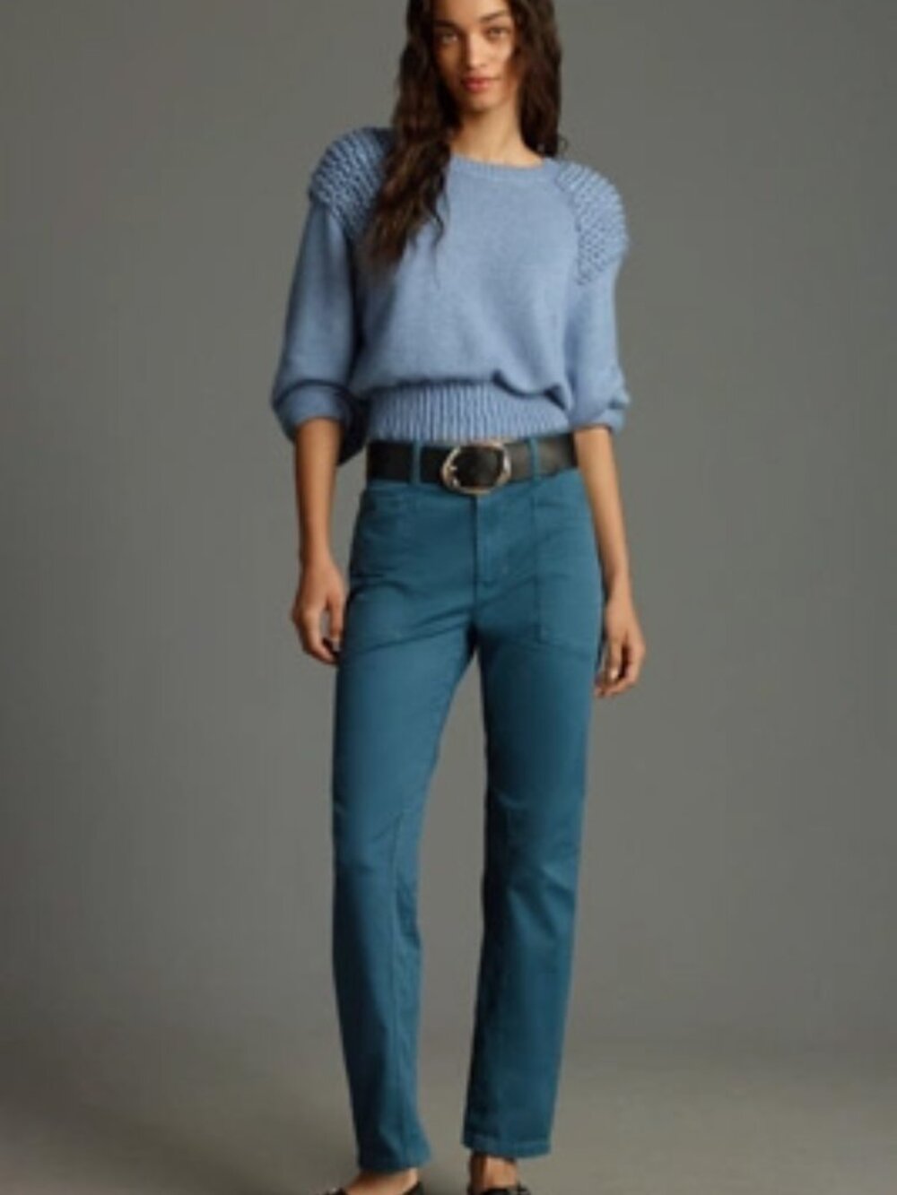 Wedgewood Blue Wanderer Mid-Rise Relaxed-Leg Pants by Pilcro 29